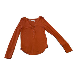 Out From Under Top Womens Medium Urban Outfitters Orange Fall Henley Knit Shirt